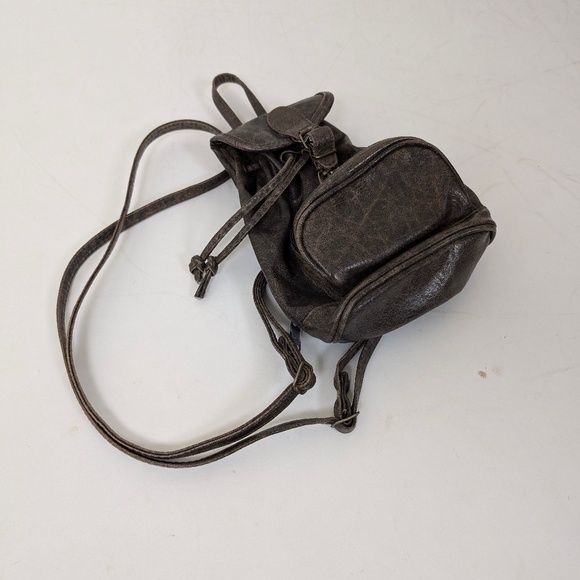 Faux Leather Mini Backpack Pockets Straps Knapsack Pouch Small Rucksack Handbag - Picture 4 of 10